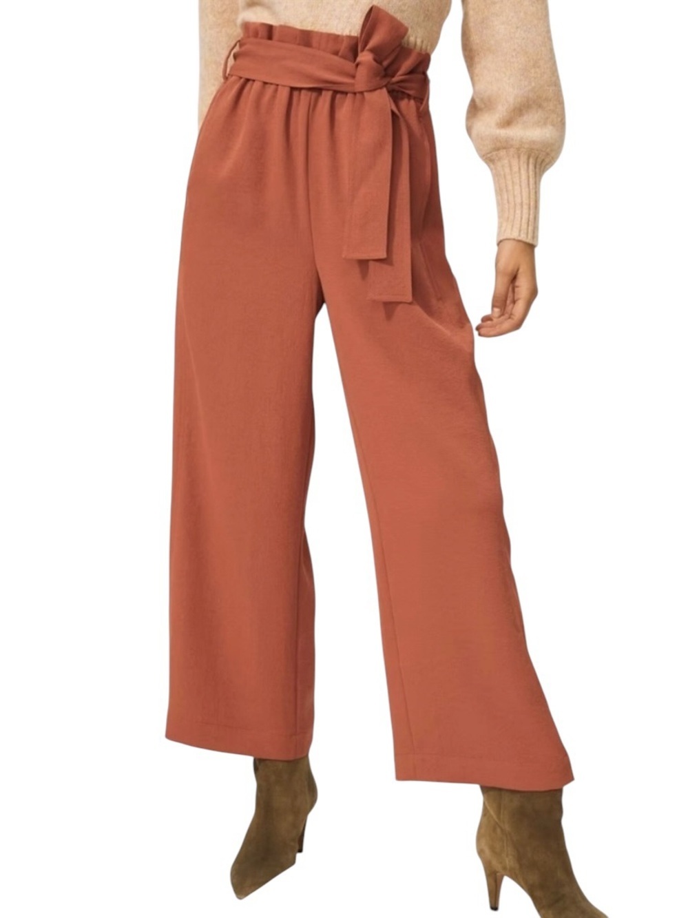 Aritzia Wilfred Paperbag Pant Terracotta High-Rise Wide Leg Trouser Sz 4